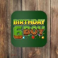 Birthday Boy Pixel 6th Birthday 6 Year Old Coaster thumb 0