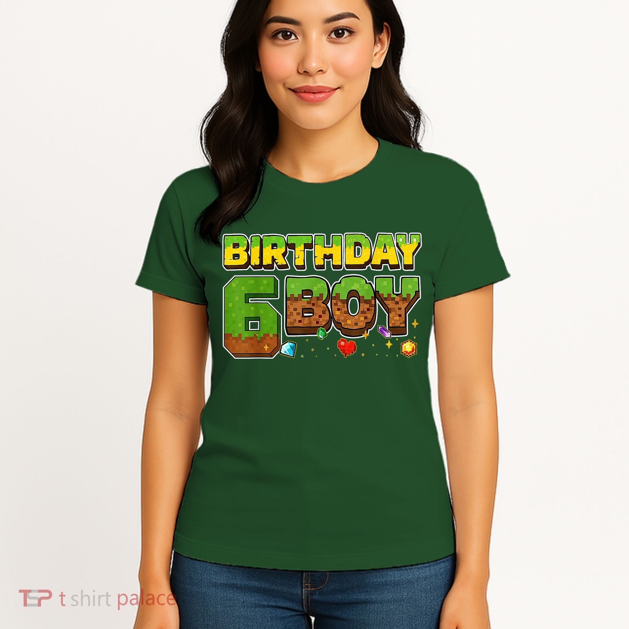 Birthday Boy Pixel 6th Birthday 6 Year Old Women's T-Shirt
