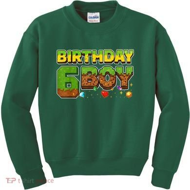 Birthday Boy Pixel 6th Birthday 6 Year Old Kids Sweatshirt