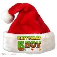 Birthday Boy Pixel 6th Birthday 6 Year Old Santa Hat thumb 0