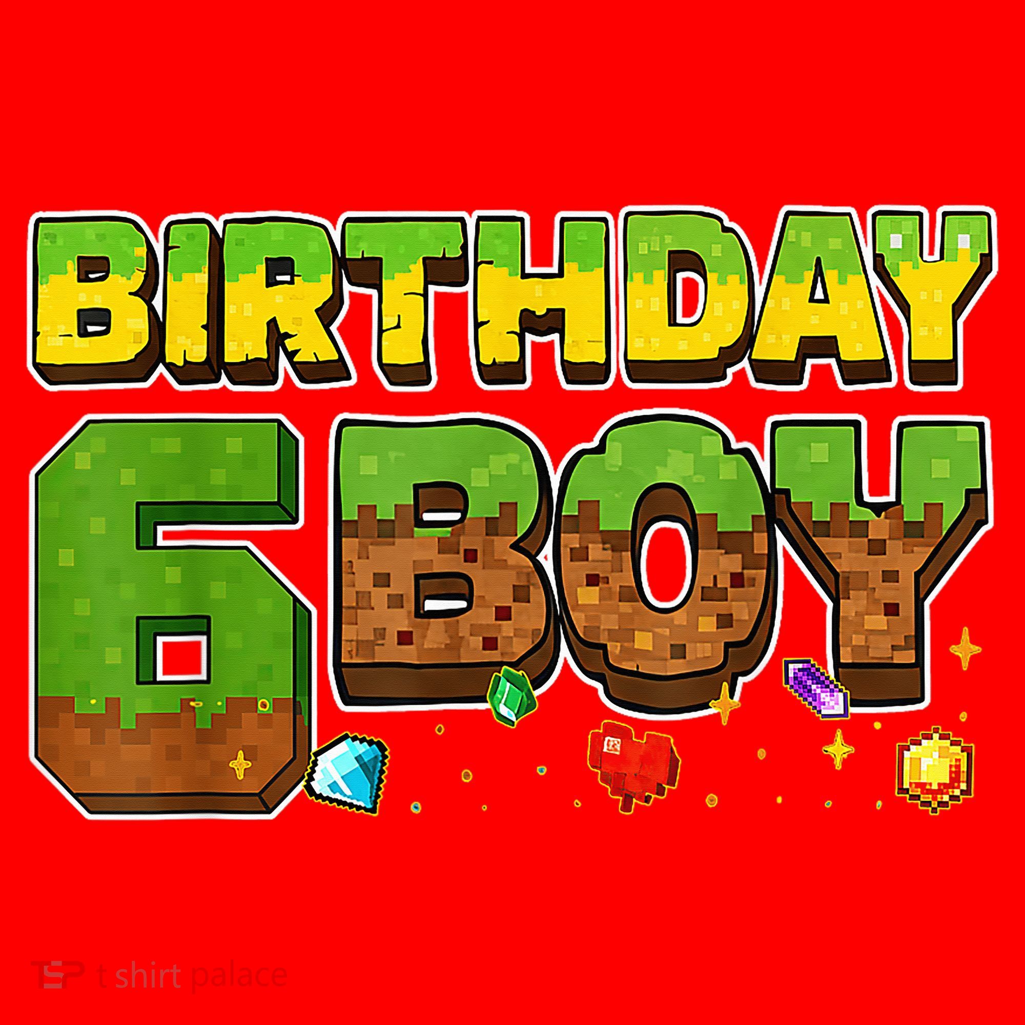 Birthday Boy Pixel 6th Birthday 6 Year Old Santa Hat