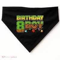 Birthday Boy Pixel 8th Birthday 8 Year Old USA-Made Doggie Bandana thumb 0
