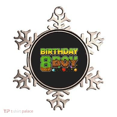 Birthday Boy Pixel 8th Birthday 8 Year Old Ornament