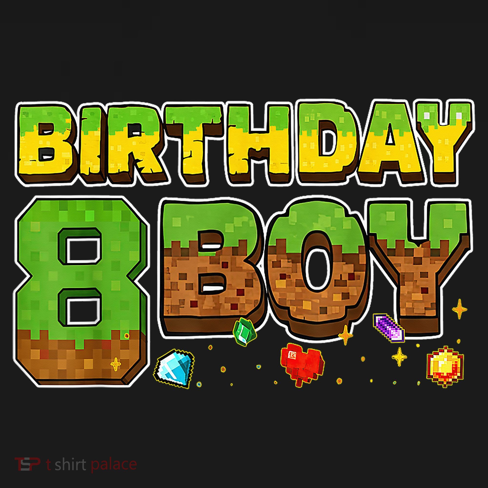 Birthday Boy Pixel 8th Birthday 8 Year Old Ornament