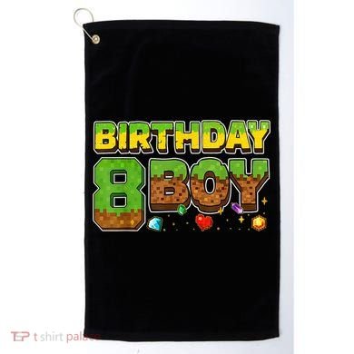 Birthday Boy Pixel 8th Birthday 8 Year Old Golf Towel
