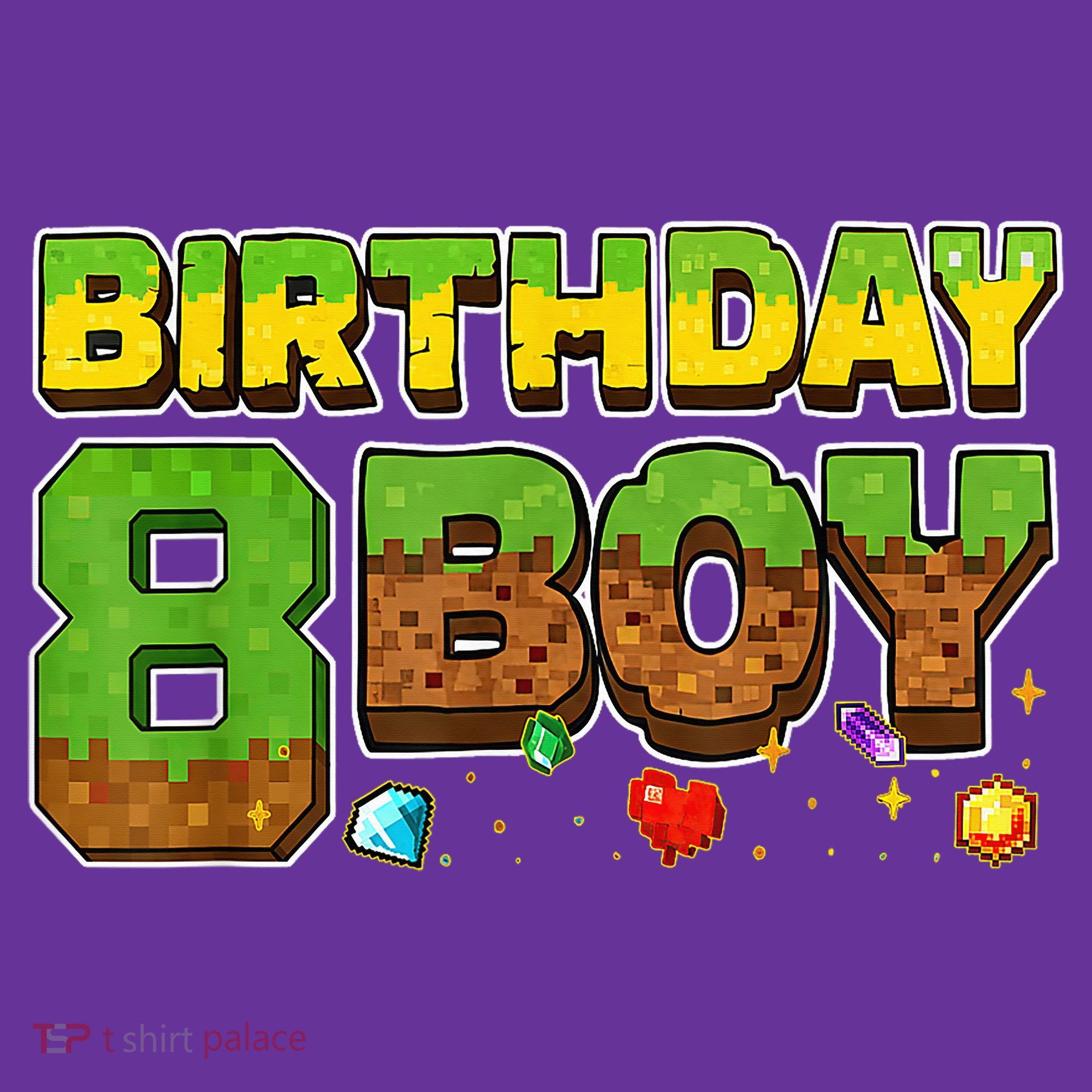 Birthday Boy Pixel 8th Birthday 8 Year Old Mousepad