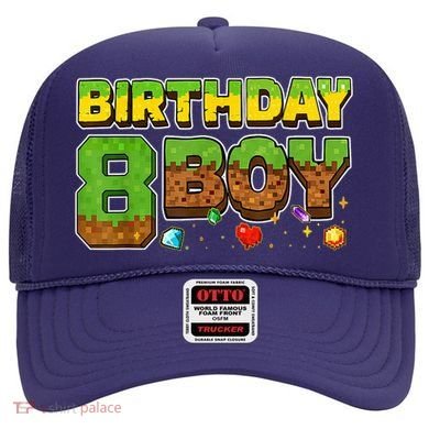 Birthday Boy Pixel 8th Birthday 8 Year Old Hat