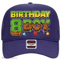 Birthday Boy Pixel 8th Birthday 8 Year Old Hat thumb 0