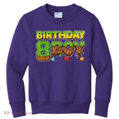 Birthday Boy Pixel 8th Birthday 8 Year Old Kids Sweatshirt