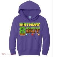 Birthday Boy Pixel 8th Birthday 8 Year Old Kids Hoodie thumb 0