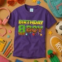 Birthday Boy Pixel 8th Birthday 8 Year Old Kids T-Shirt thumb 3