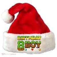 Birthday Boy Pixel 8th Birthday 8 Year Old Santa Hat thumb 0