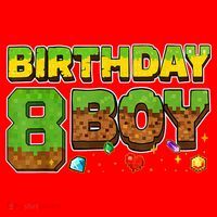 Birthday Boy Pixel 8th Birthday 8 Year Old Santa Hat thumb 1