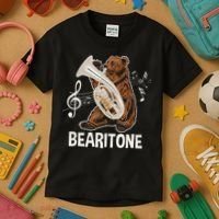 Bearitone Baritone Player Euphonium Lover Marching Band Kids T-Shirt thumb 3