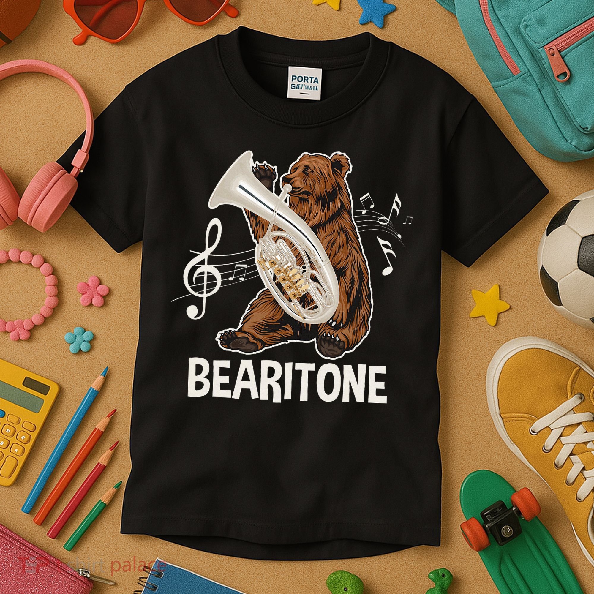 Bearitone Baritone Player Euphonium Lover Marching Band Kids T-Shirt