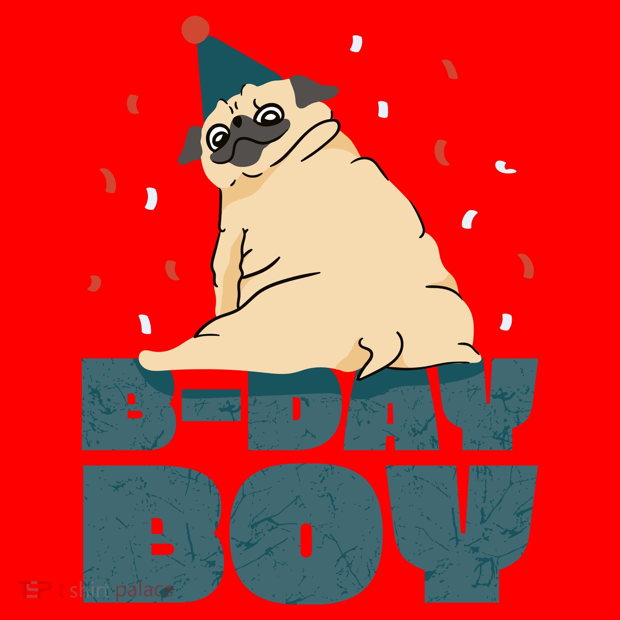 Birthday Boy Pug Santa Hat