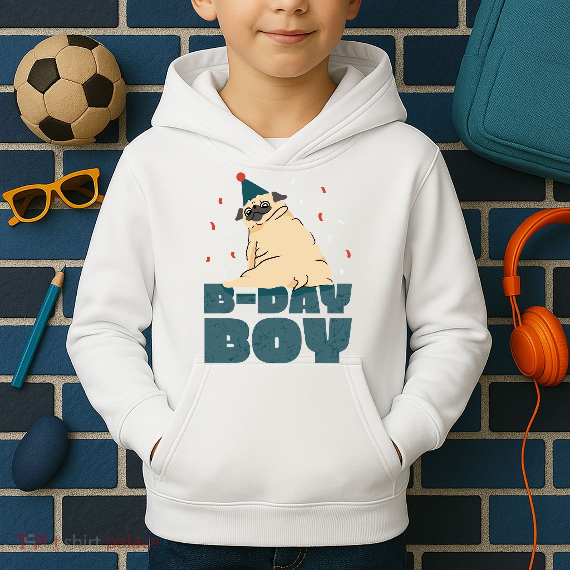Birthday Boy Pug Kids Hoodie