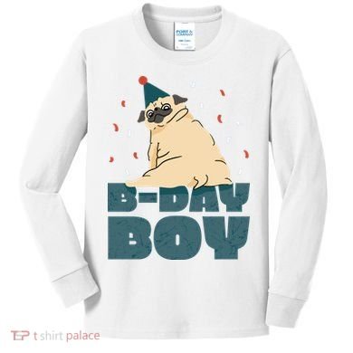 Birthday Boy Pug Kids Long Sleeve Shirt