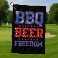 BBQ Beer Freedom Golf Towel thumb 1