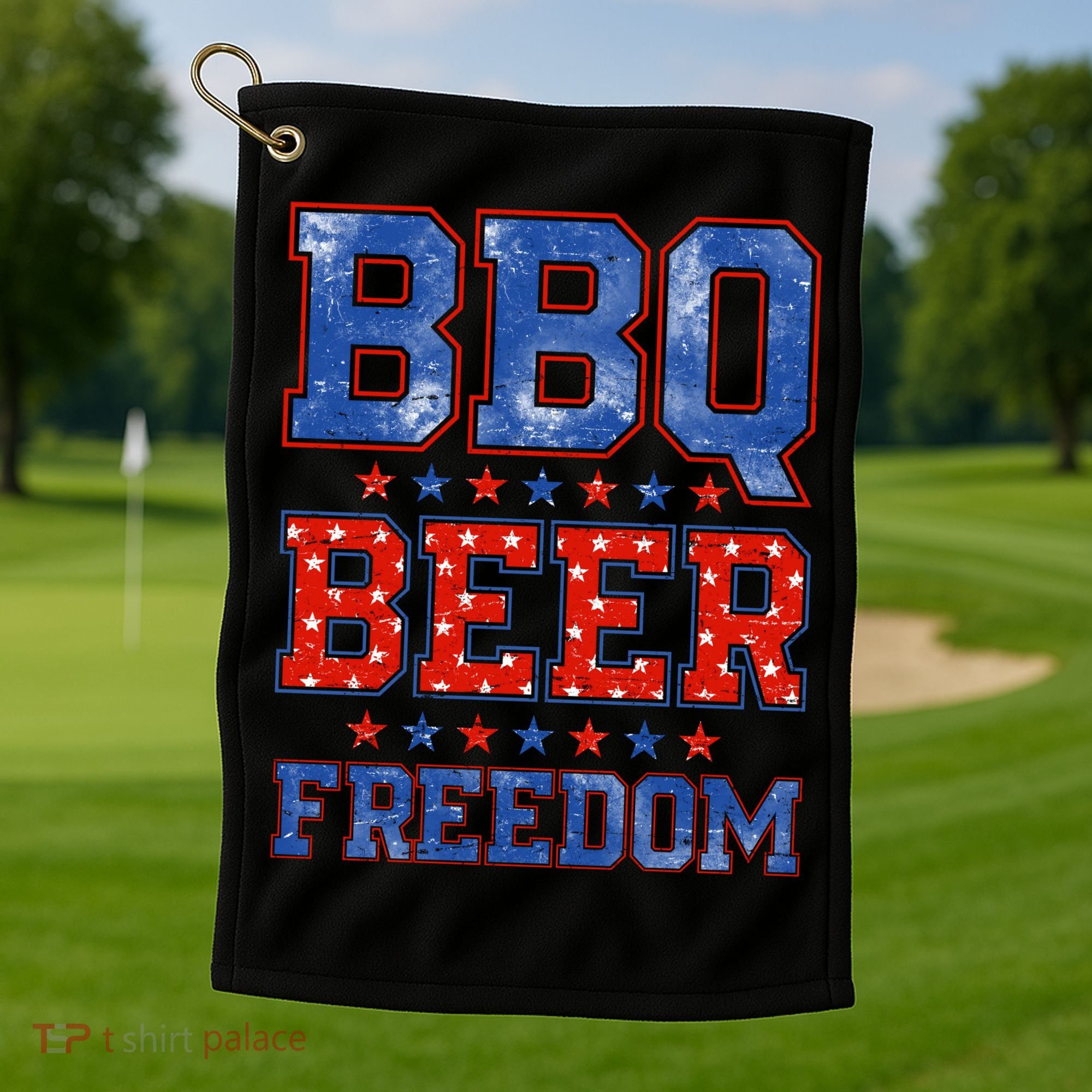 BBQ Beer Freedom Golf Towel