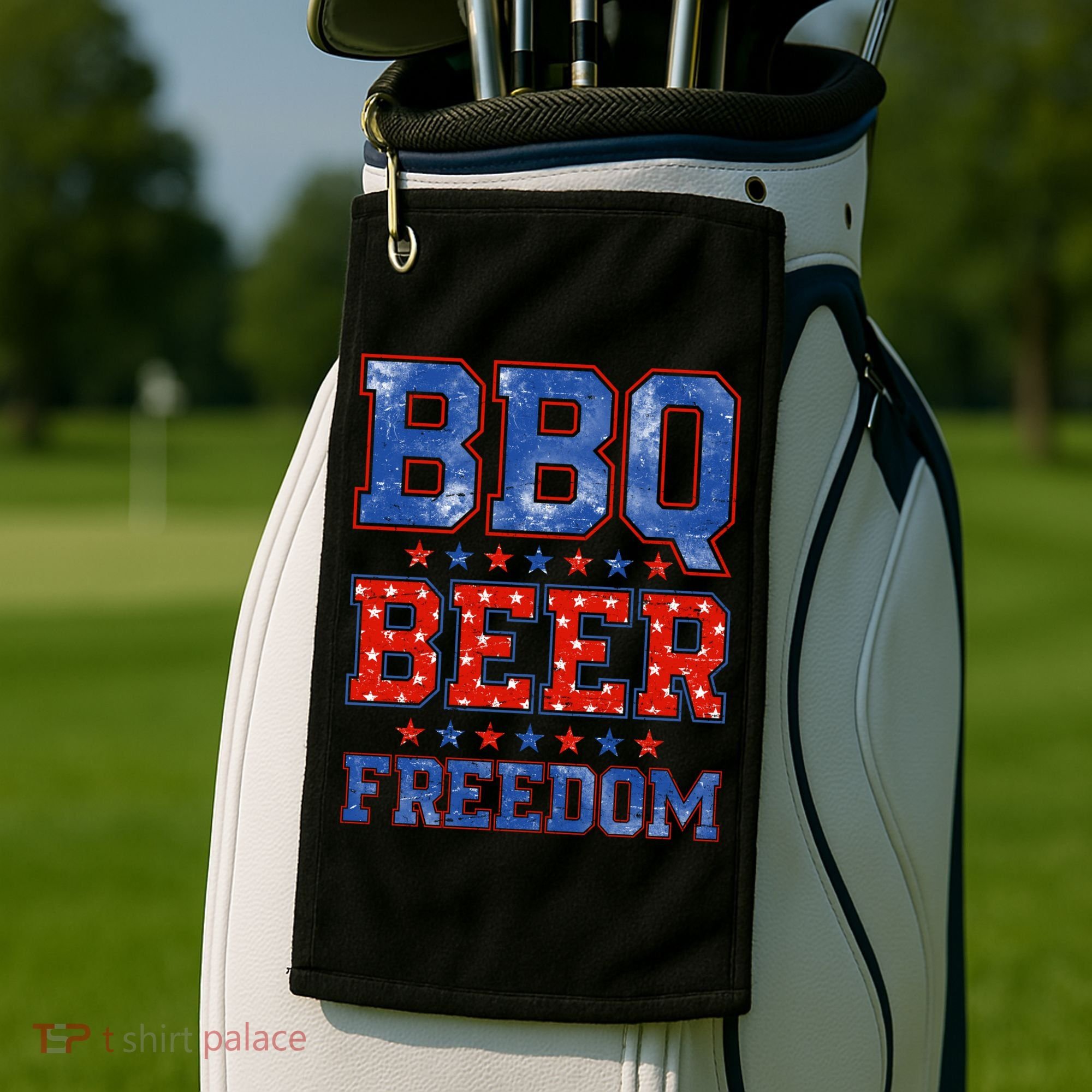 BBQ Beer Freedom Golf Towel