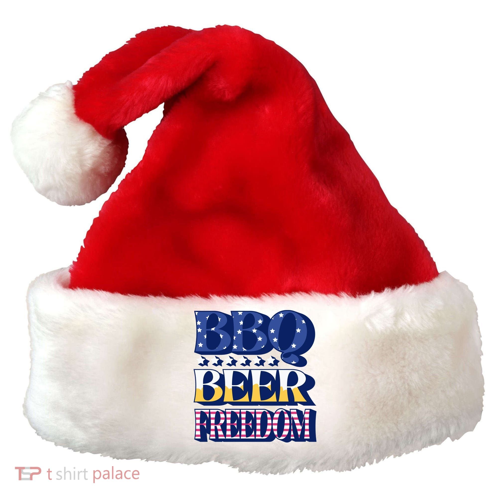 BBQ Beer Freedom Patriotic Santa Hat