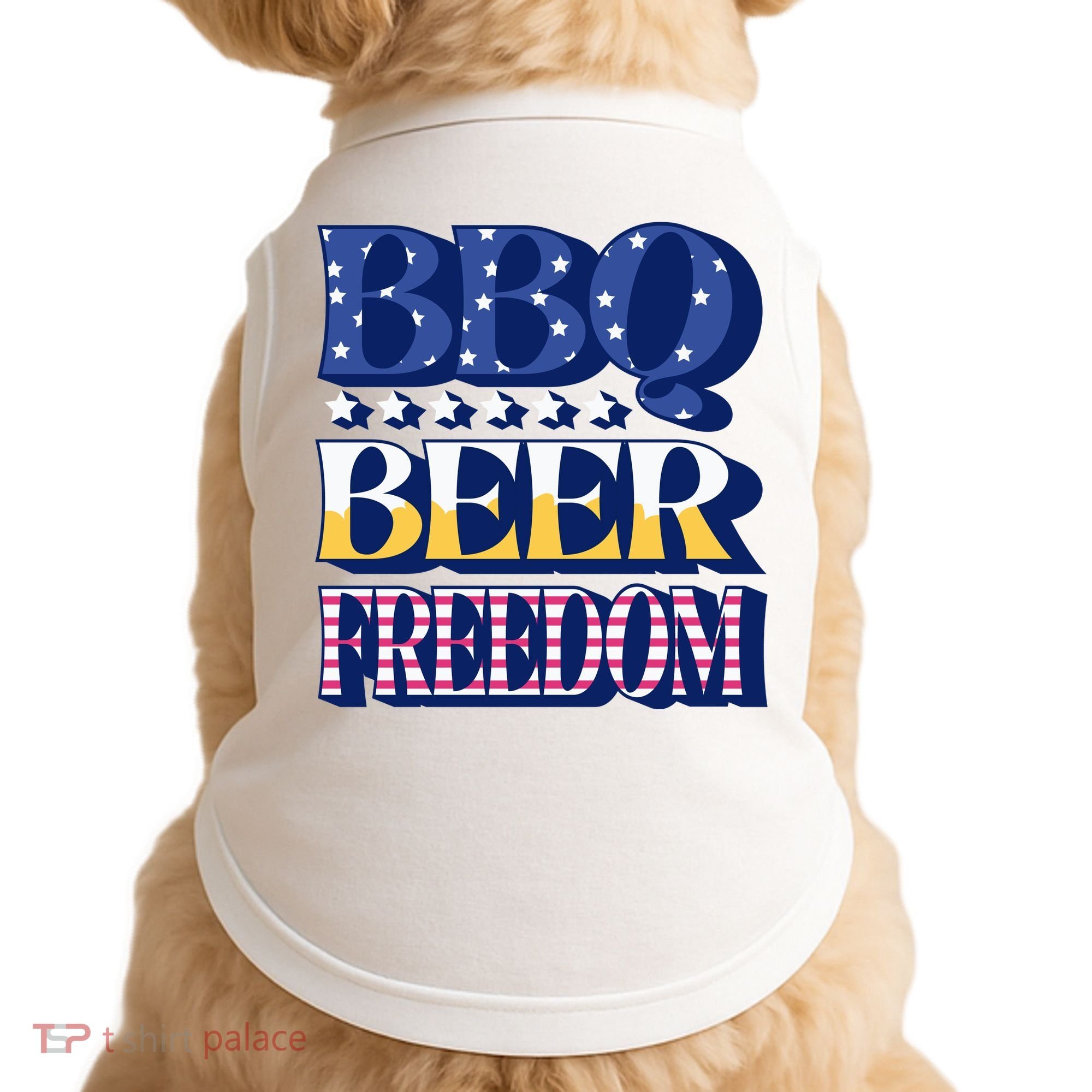 BBQ Beer Freedom Patriotic Doggie Tank