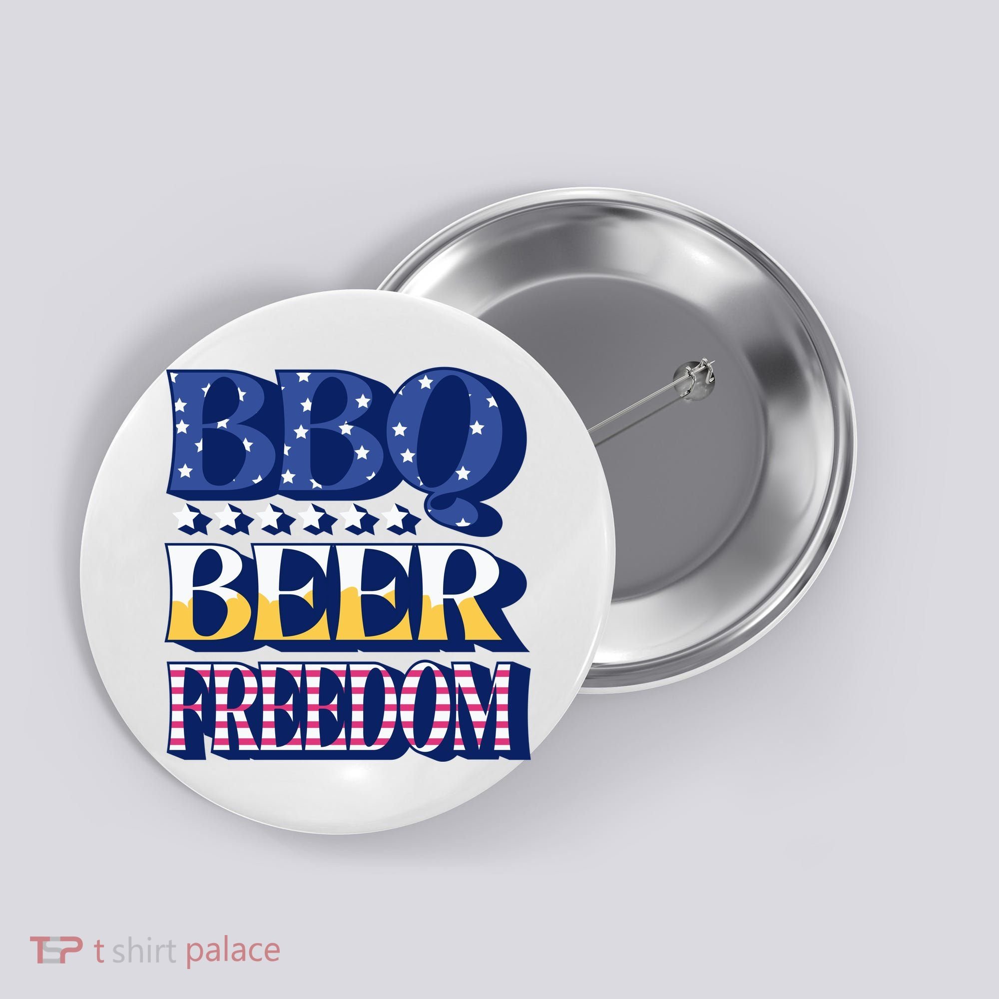 BBQ Beer Freedom Patriotic Button