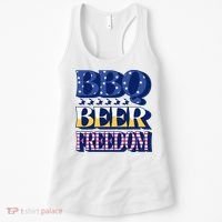 BBQ Beer Freedom Patriotic Women's Tank Top thumb 0