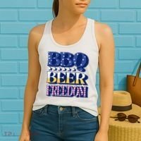 BBQ Beer Freedom Patriotic Women's Tank Top thumb 2