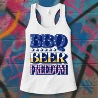 BBQ Beer Freedom Patriotic Women's Tank Top thumb 3