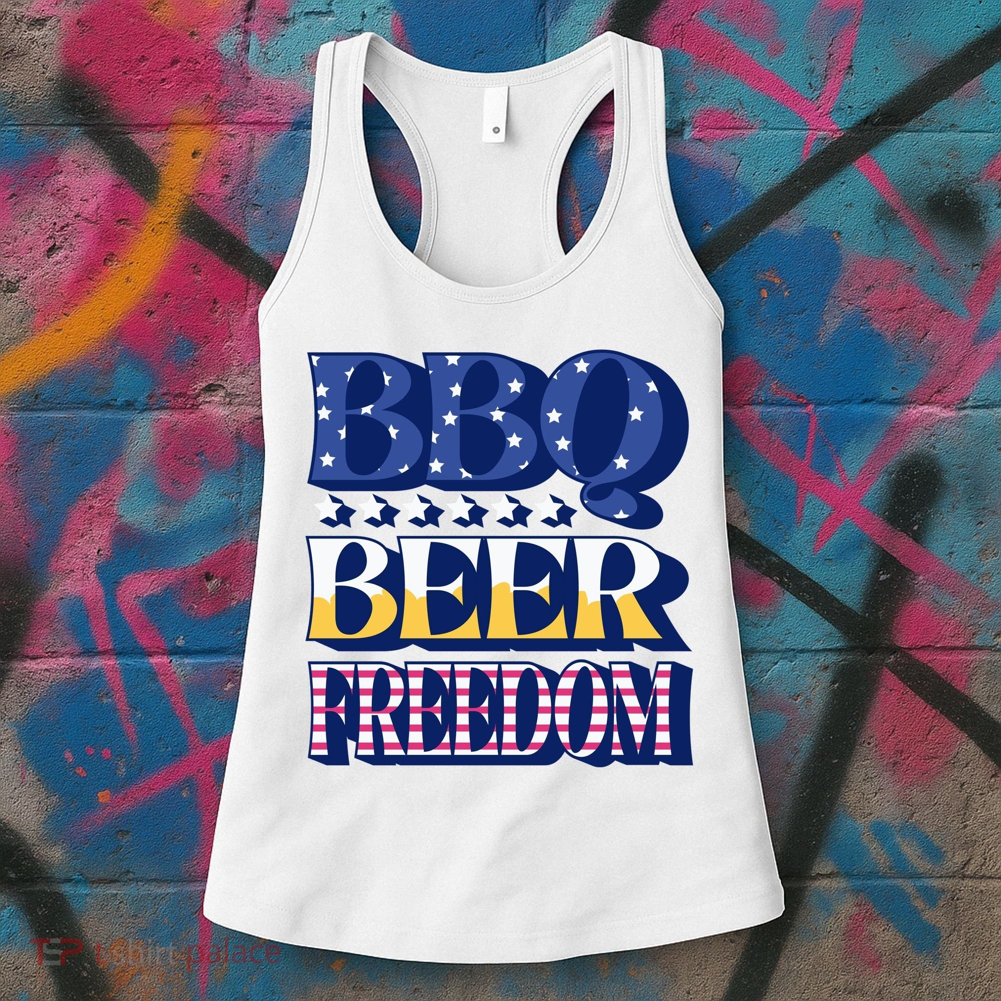 BBQ Beer Freedom Patriotic Women's Tank Top