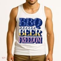 BBQ Beer Freedom Patriotic Tank Top thumb 3