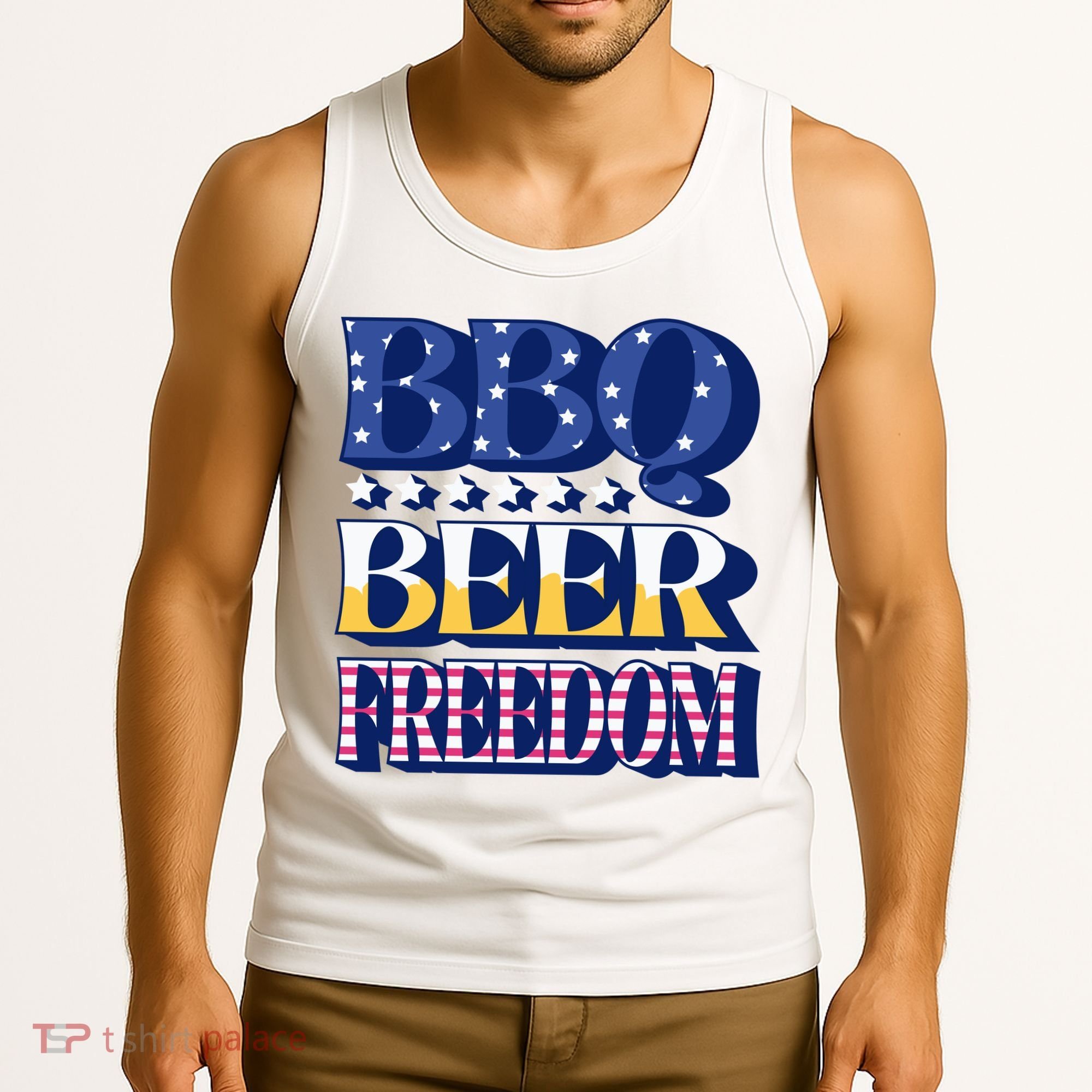 BBQ Beer Freedom Patriotic Tank Top