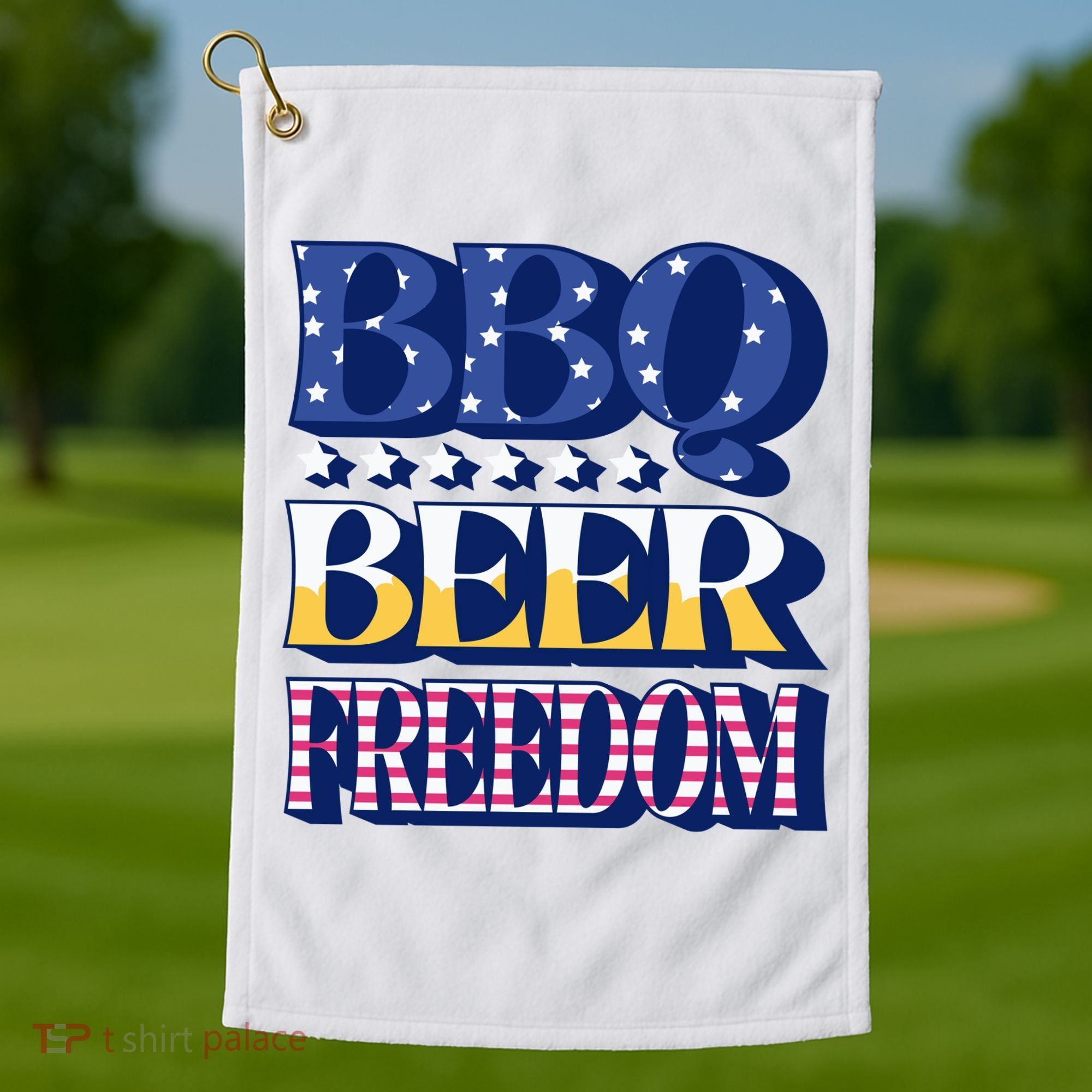 BBQ Beer Freedom Patriotic Golf Towel