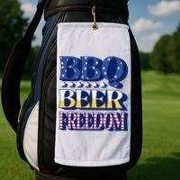 BBQ Beer Freedom Patriotic Golf Towel thumb 2
