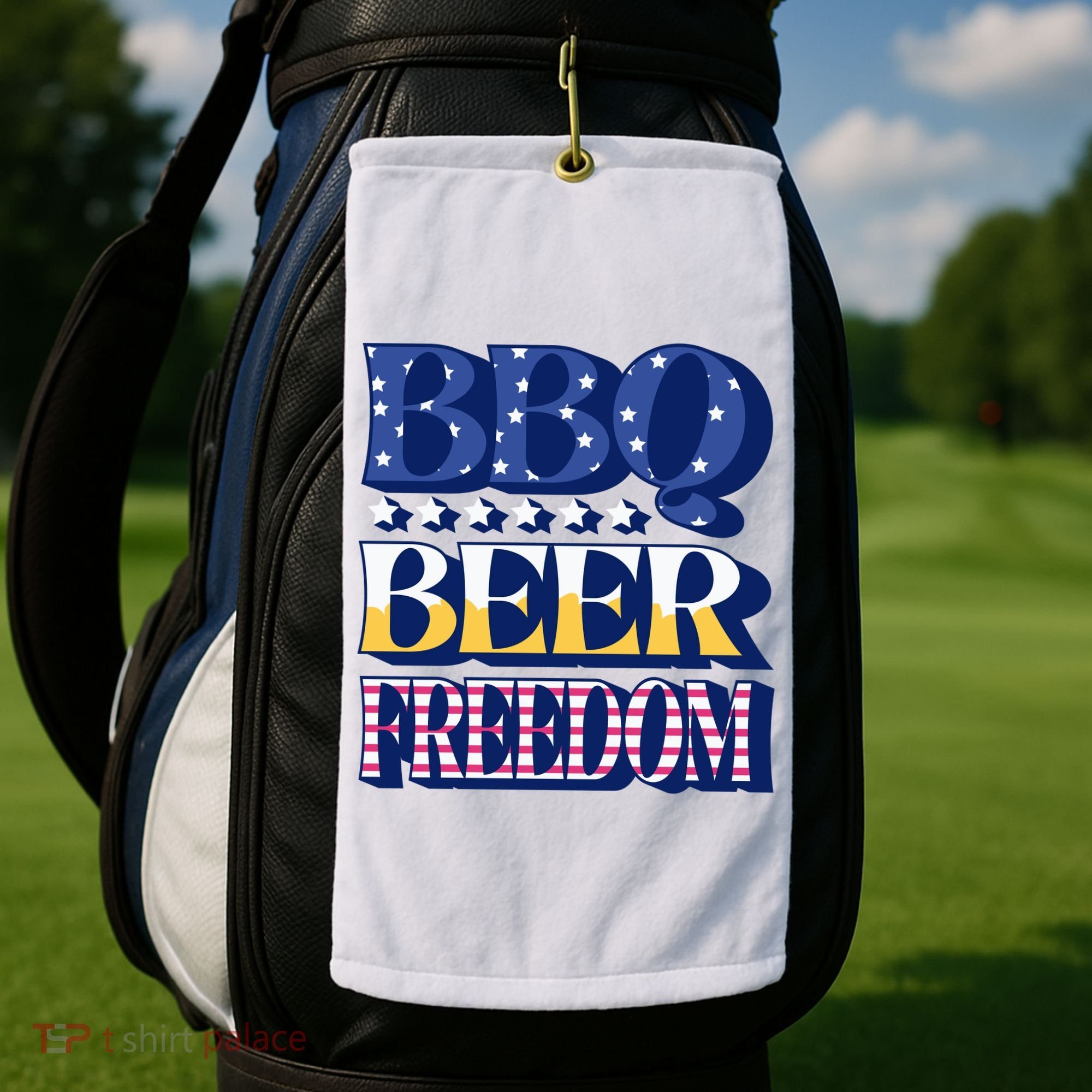 BBQ Beer Freedom Patriotic Golf Towel