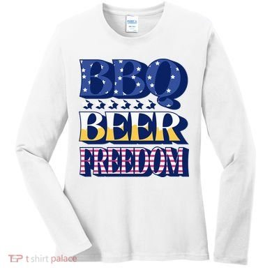 BBQ Beer Freedom Patriotic Women's Long Sleeve Shirt
