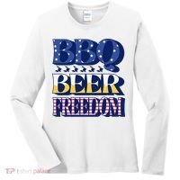 BBQ Beer Freedom Patriotic Women's Long Sleeve Shirt thumb 0