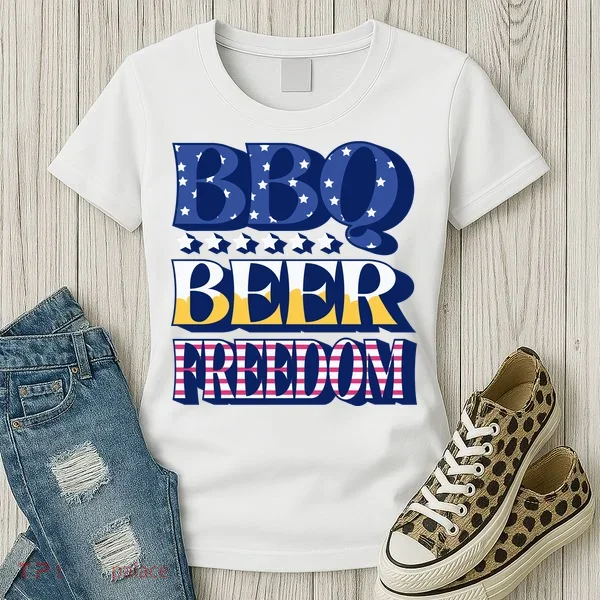 BBQ Beer Freedom Patriotic Women's T-Shirt
