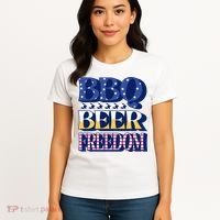 BBQ Beer Freedom Patriotic Women's T-Shirt thumb 4