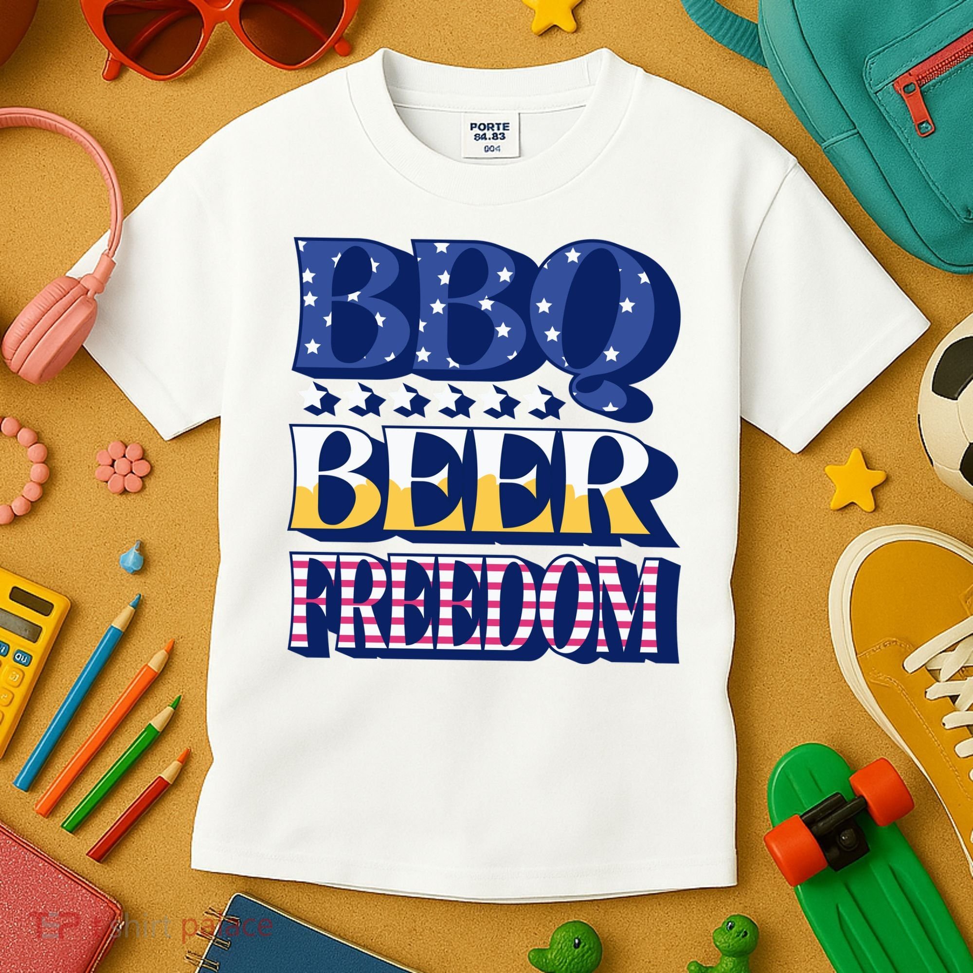 BBQ Beer Freedom Patriotic Kids T-Shirt