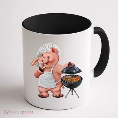 BBQ Pig Grilling Coffee Mug back
