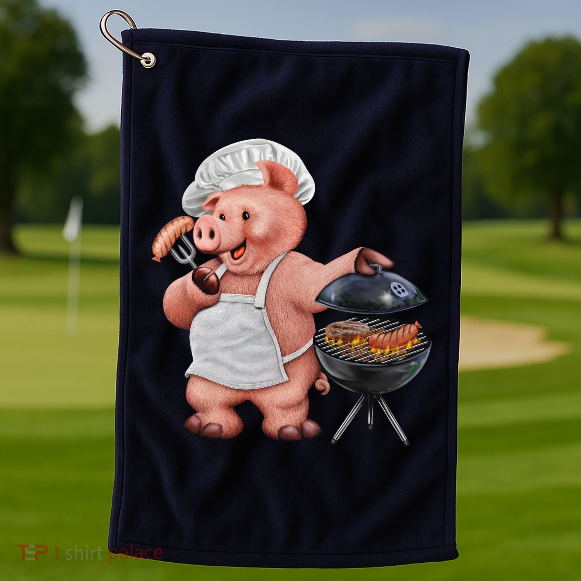 BBQ Pig Grilling Golf Towel