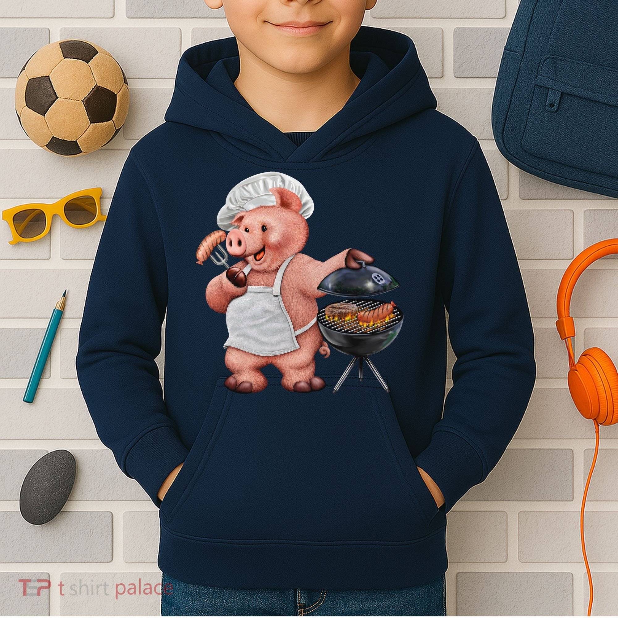 BBQ Pig Grilling Kids Hoodie