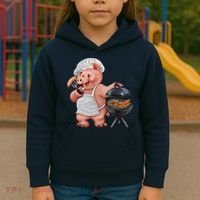 BBQ Pig Grilling Kids Hoodie thumb 3