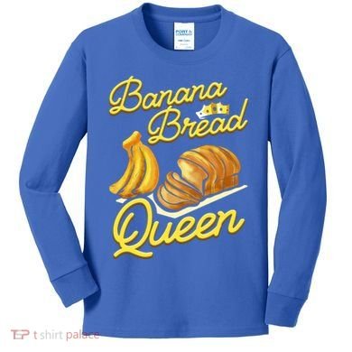 Banana Bread Queen Baking Vegan Baker Gift Kids Long Sleeve Shirt