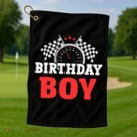 Birthday Boy Race Car Racing Car Driver Birthday Crew Golf Towel thumb 1