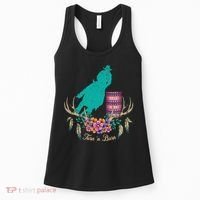 Boho Barrel Racer Turn And Burn Barrel Racing Rodeo Cowgirl Women's Tank Top thumb 0