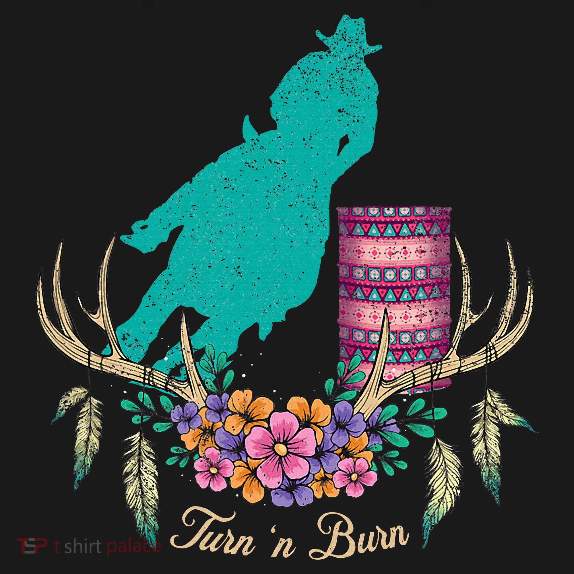 Boho Barrel Racer Turn And Burn Barrel Racing Rodeo Cowgirl Tank Top